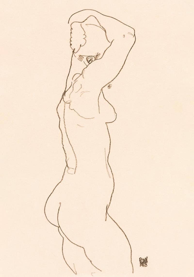 Naked Woman, Back View by Egon Schiele