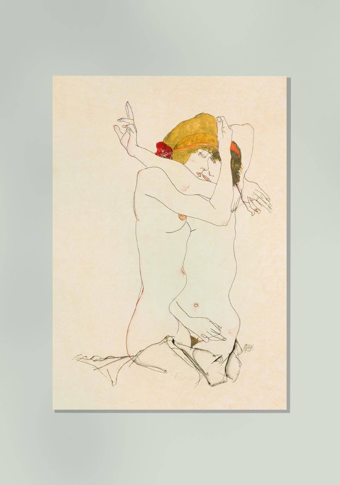 Two Women Embracing by Egon Schiele