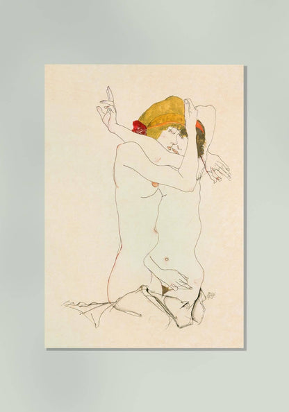 Dos mujeres abrazándose de Egon Schiele