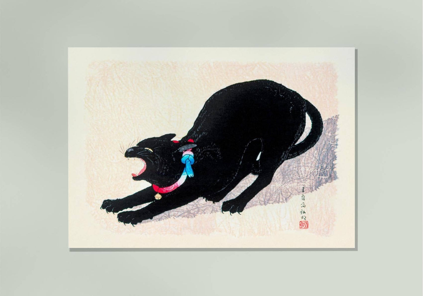 Black Cat Hissing by Takahashi Shōtei