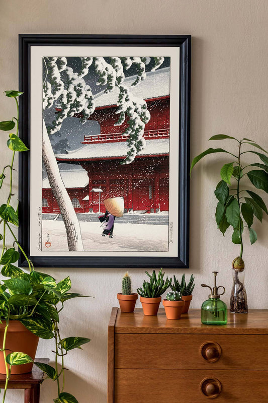 Geisha en la nieve de Hasui