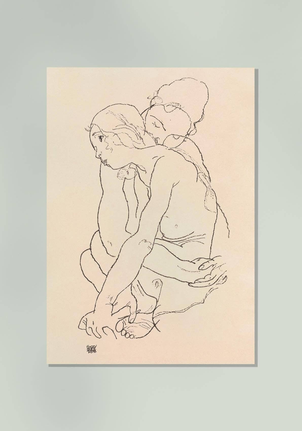 Woman and Girl Embracing by Egon Schiele