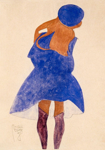 Niña de pie, vista desde atrás, de Egon Schiele