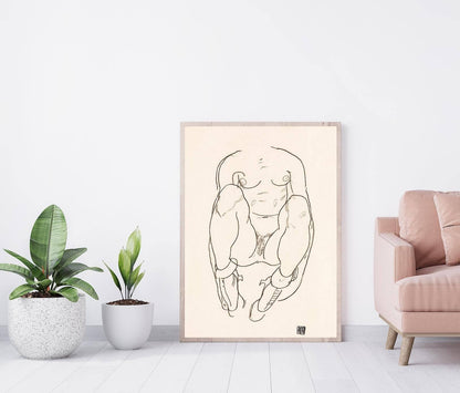 Torso de mujer sentada con botas de Egon Schiele