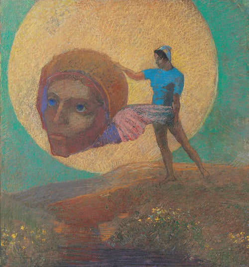 Figure portant une tête ailée (La chute d’lcare) (circa 1876)  by Odilon Redon