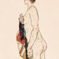 Standing woman with a Patterned Robe by Egon Schiele