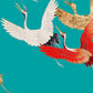 Cranes in the Sky Cyan Japanese Art Poster