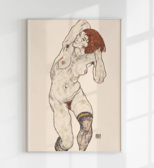 Desnudo con medias negras de Egon Schiele