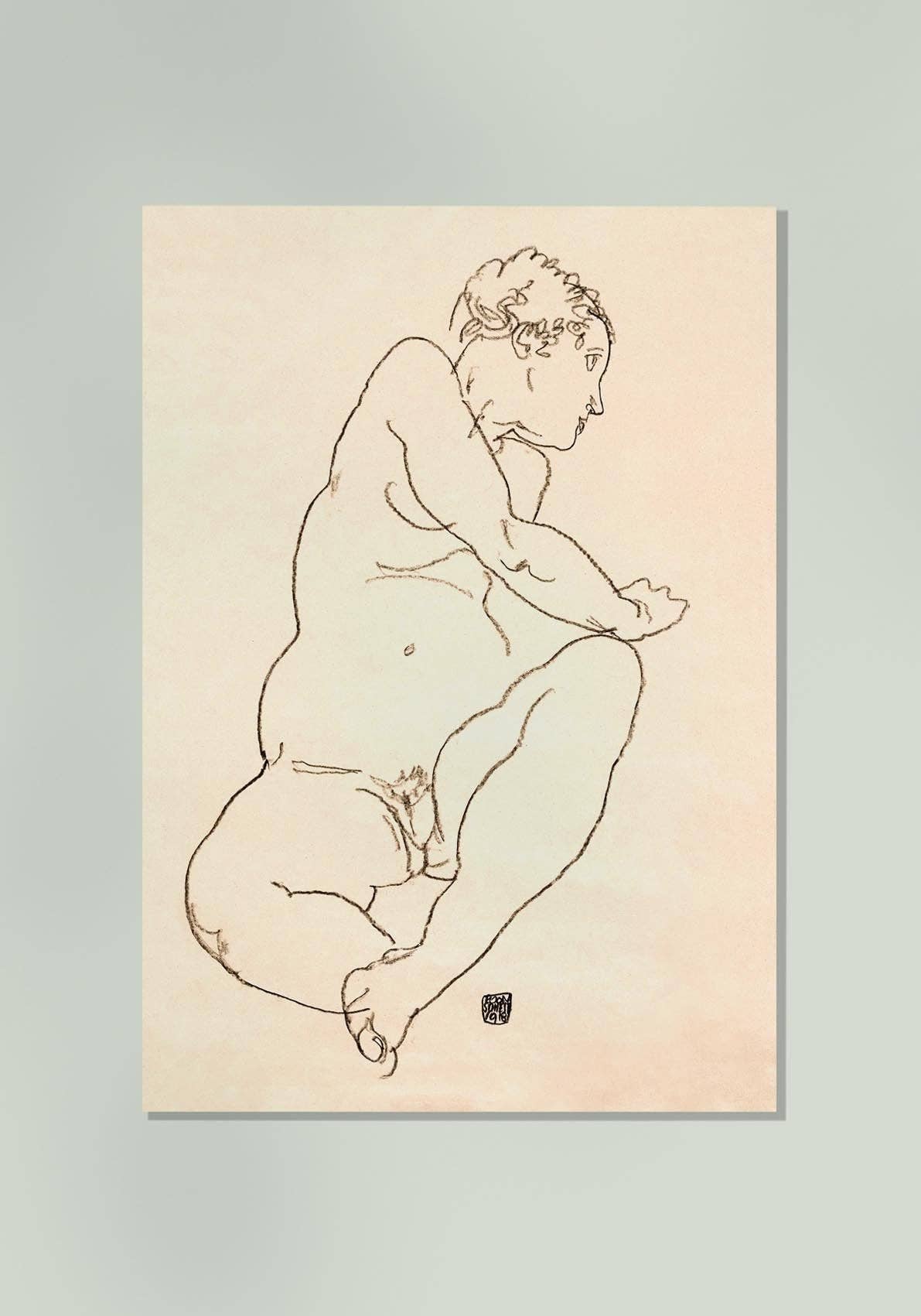 Female Nude Bending to the Left by Egon Schiele