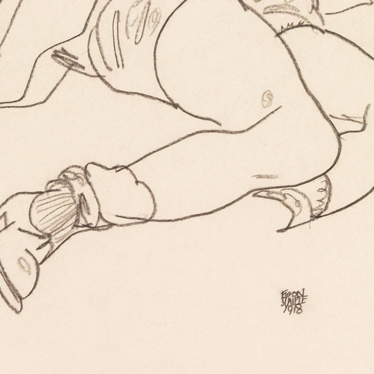 Reclining Woman with Raised Skirt by Egon Schiele