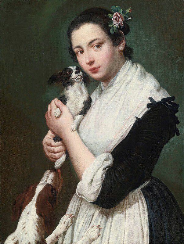 A Young Lady With Two Dogs