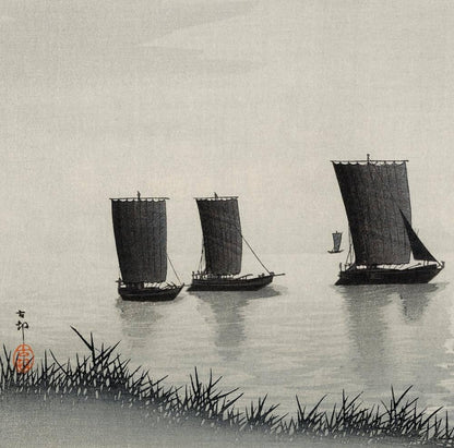 Póster Barcos de pesca de Ohara Koson