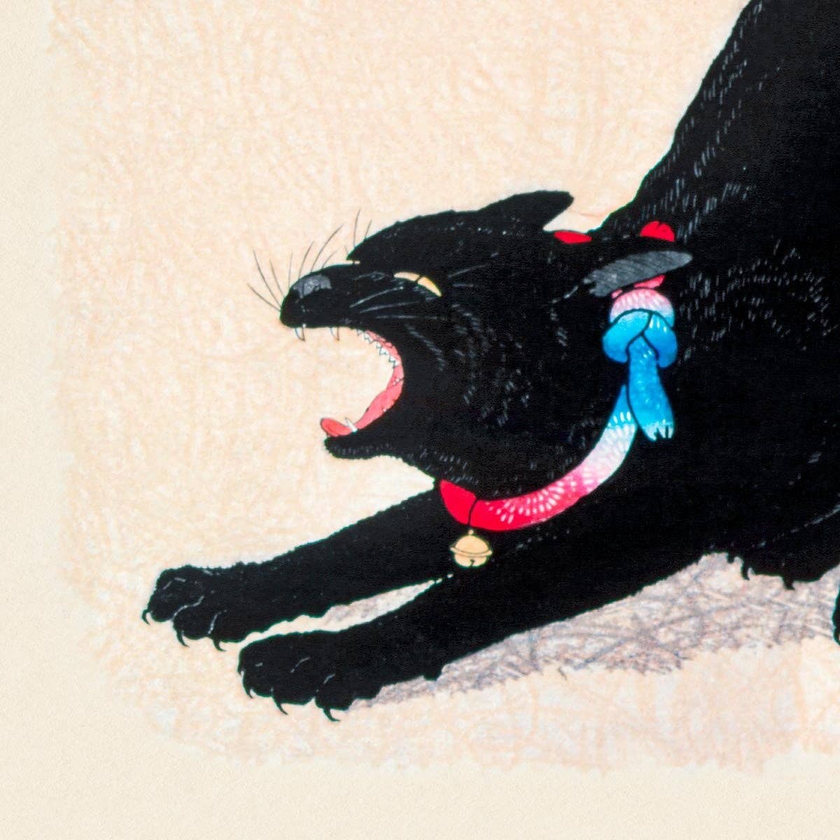 Black Cat Hissing by Takahashi Shōtei