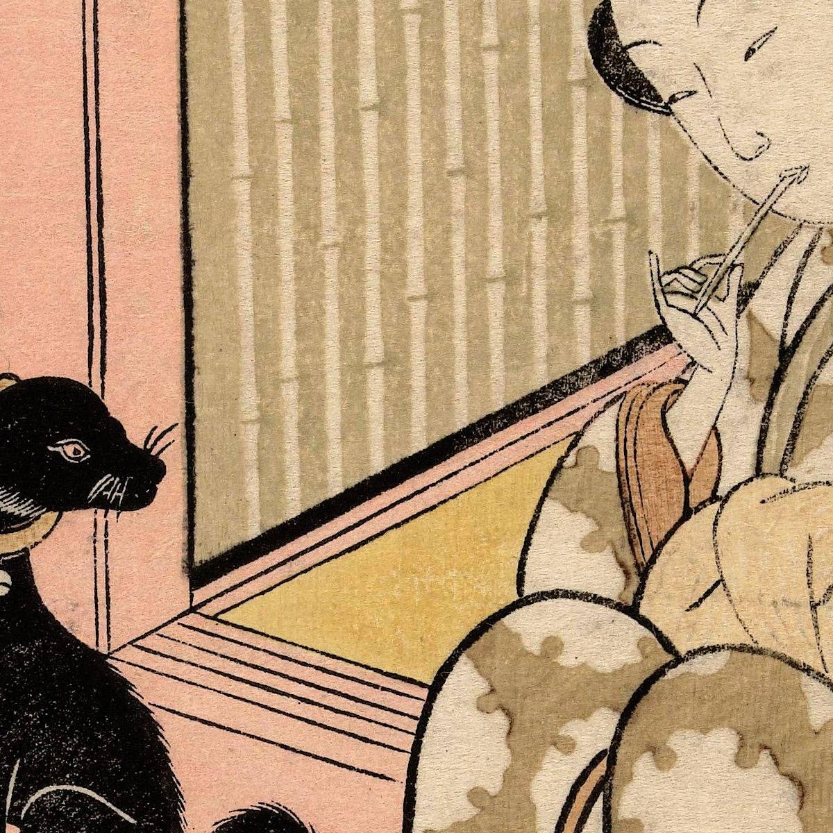 Geisha and Black Dog by Suzuki Harunobu