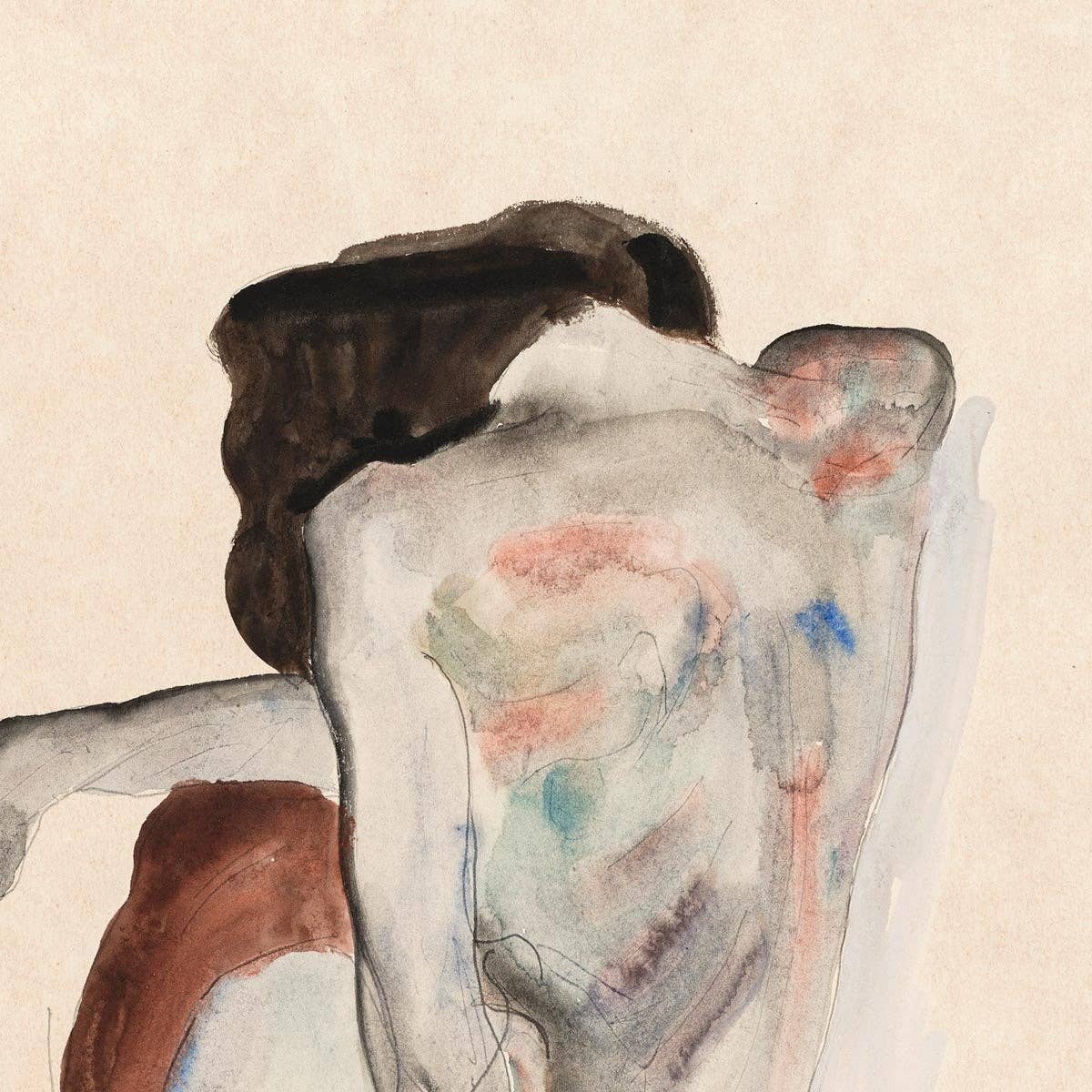 Desnudo en cuclillas con zapatos y medias negras de Egon Schiele