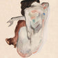 Desnudo en cuclillas con zapatos y medias negras de Egon Schiele