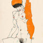 Standing Nude with Orange Drapery by Egon Schiele