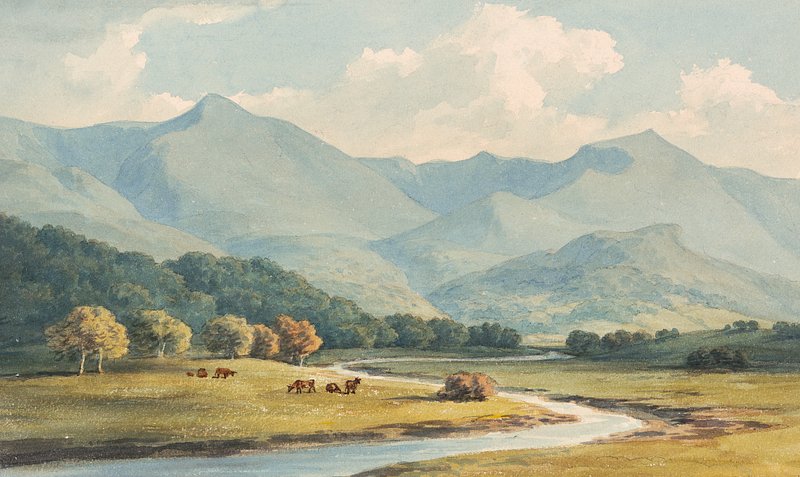 Carnedd Llewelyn and Carnedd David, Carnarvonshire, Seen Across the River Ogwen