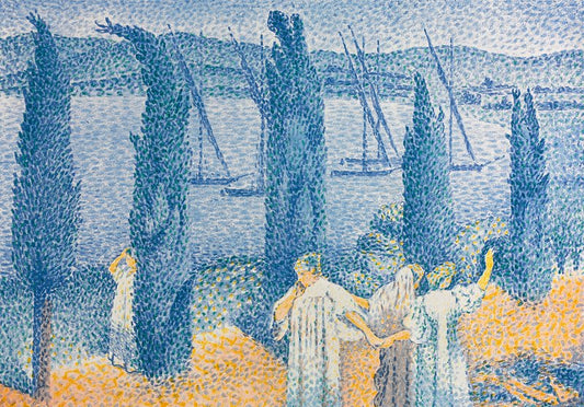 El paseo marítimo; paisaje con cipreses (1897), cuadro de Henri-Edmond Cross