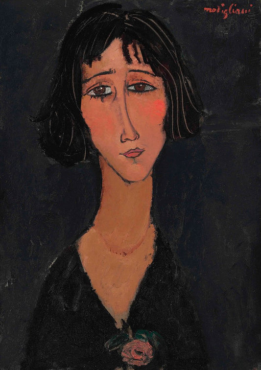 Cuadro famoso Jeune femme a la rose (Margherita) (1916) de Amedeo Modigliani.