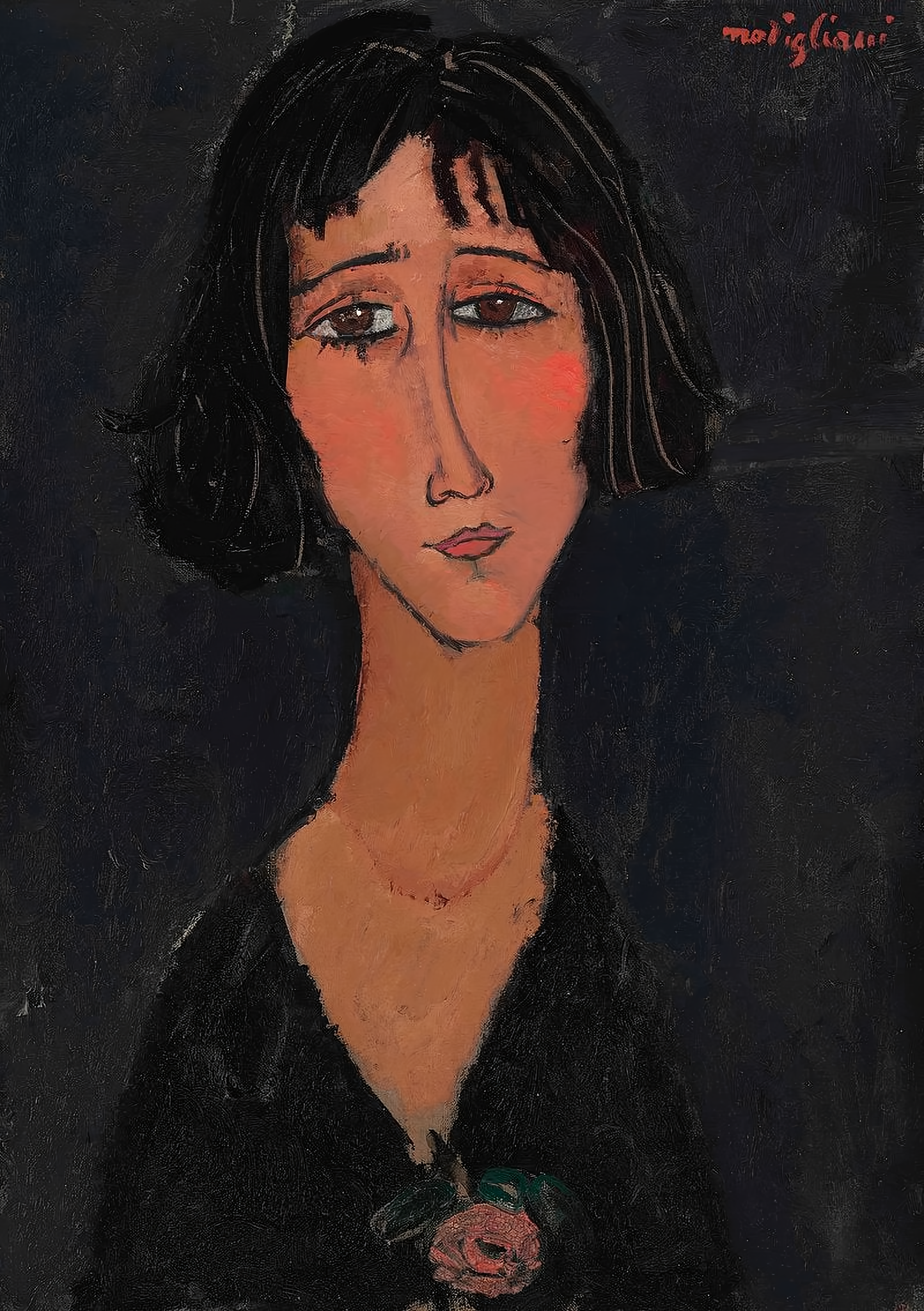 Amedeo Modigliani's Jeune femme a la rose (Margherita) (1916) famous painting.