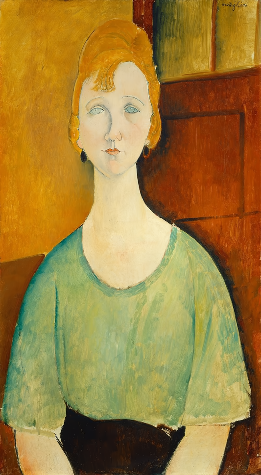 La famosa pintura de Amedeo Modigliani: La muchacha con la blusa verde (1917).