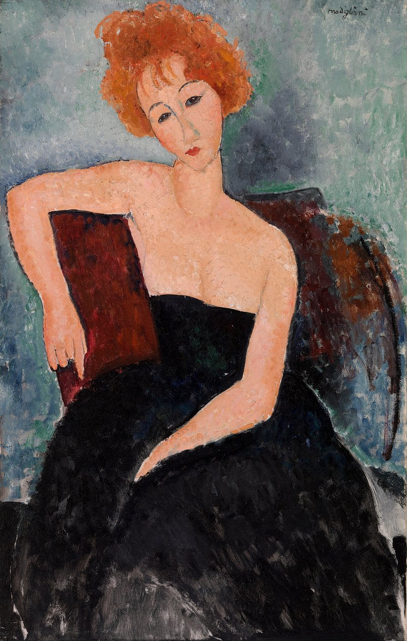 Amedeo Modigliani's Redheaded Girl in Evening Dress (Jeune fille rousse en robe de soir) (1918).