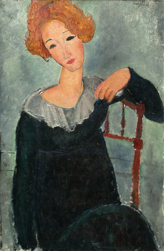 La mujer con el pelo rojo (1917), cuadro famoso de Amedeo Modigliani.