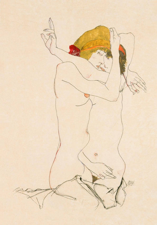 Dos mujeres abrazándose de Egon Schiele