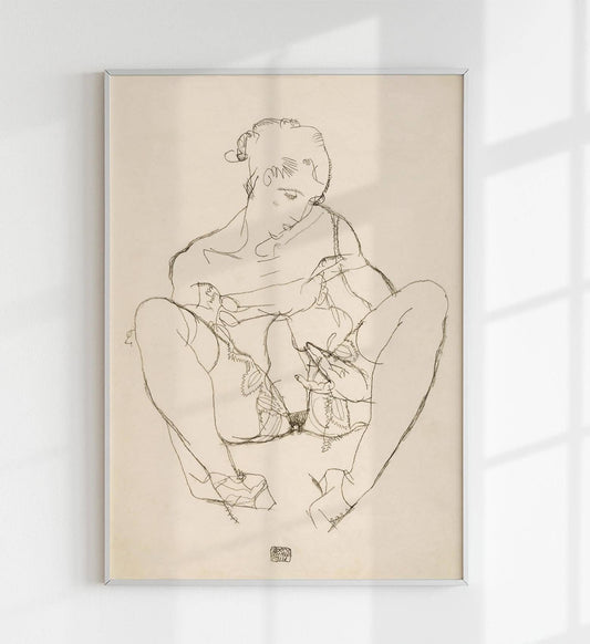 Mujer sentada en camisón de Egon Schiele