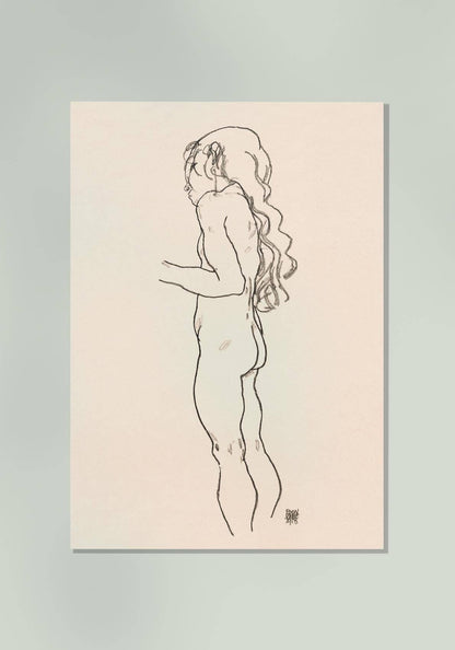 Chica desnuda de pie, de Egon Schiele