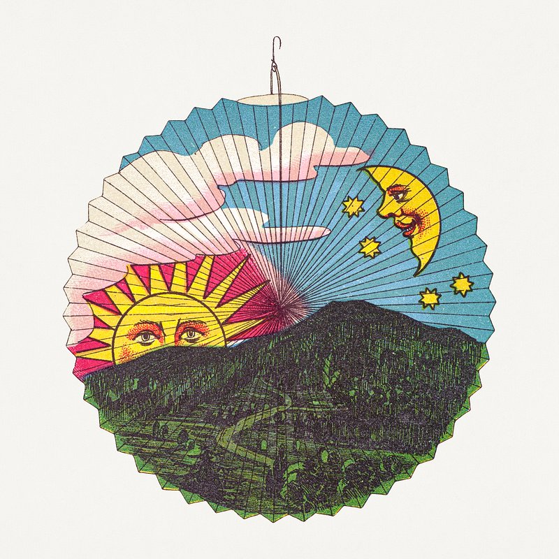 Setting sun lantern design from Papierlaternen–Fabrik Riethmüller Catalog c. 1800 (Paper Lantern)