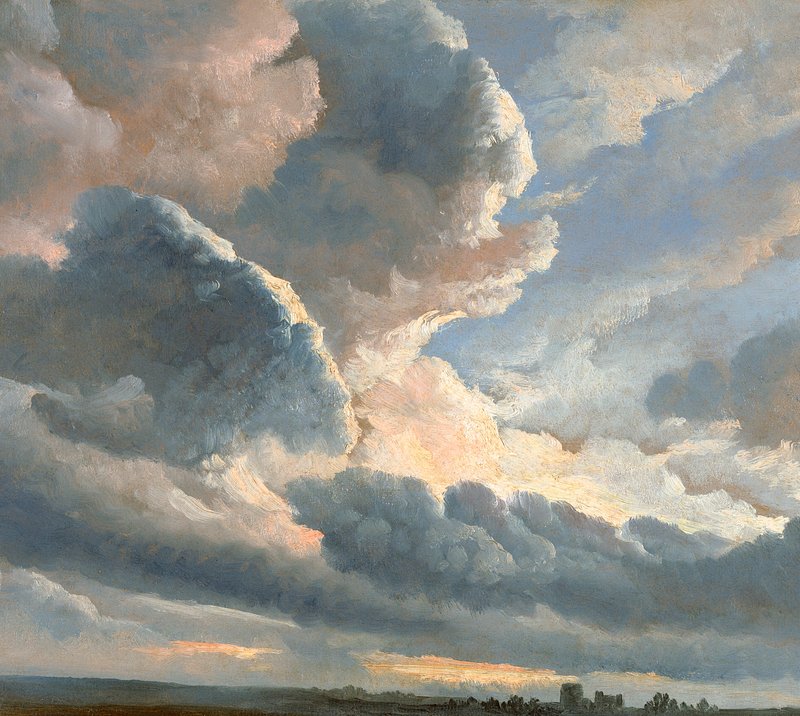 Estudio de nubes con puesta de sol cerca de Roma (1786-1801), cuadro de alta resolución de Simon Alexandre Clément Denis