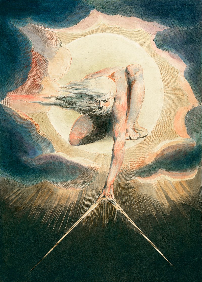 Anciano de días fijando una brújula en la Tierra (1794) de William Blake