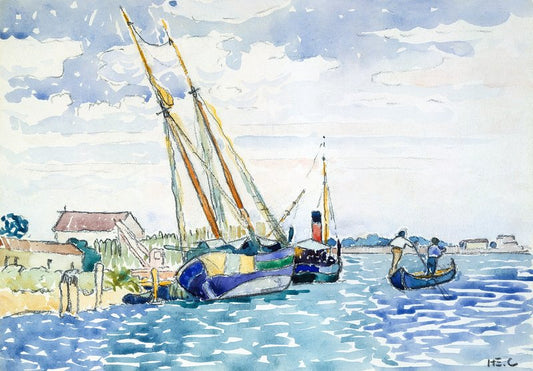 Escena marina (Barcos cerca de Venecia) (1903) de Henri-Edmond Cross