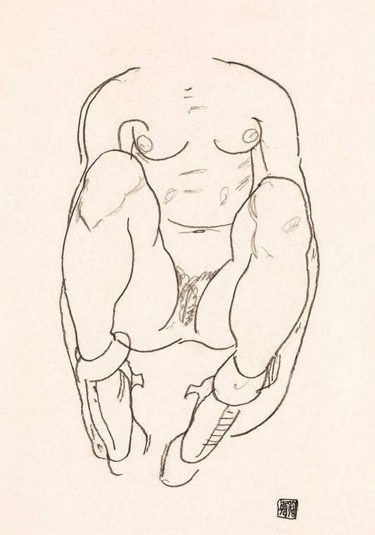 Torso de mujer sentada con botas de Egon Schiele