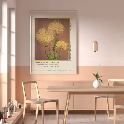 Cartel de la exposición Tres crisantemos amarillos de Ogawa Kazumasa