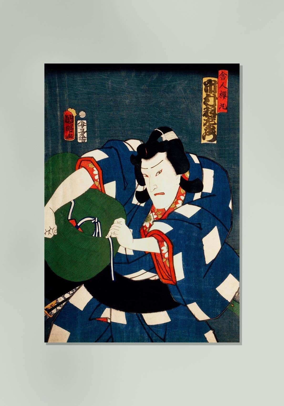 Japanese Actor with Blue Kimono by Toyohara Kunichika