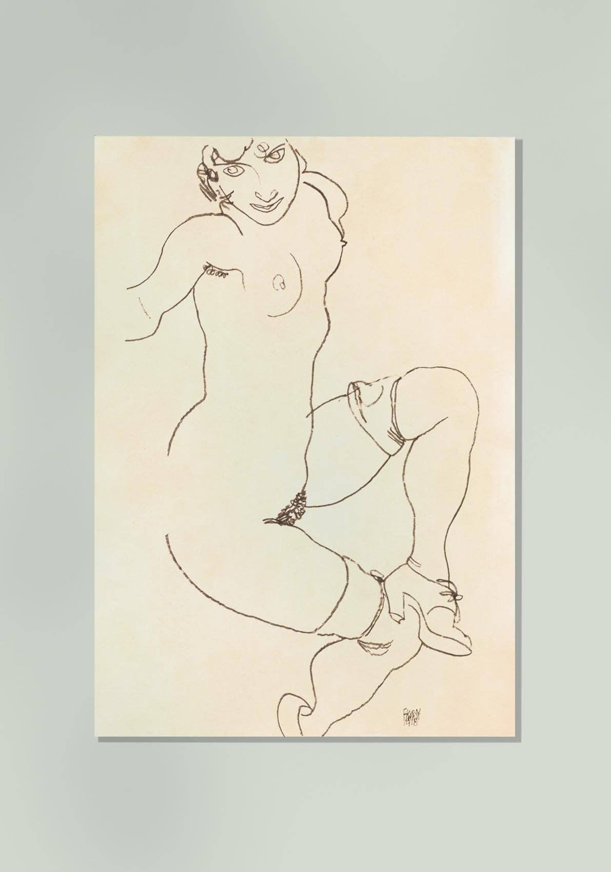 Naked Lady in Lingerie by Egon Schiele