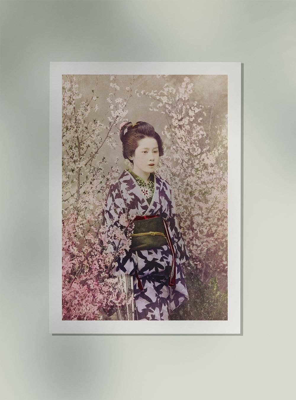 Geisha and Cherry Blossom by Ogawa Kazumasa