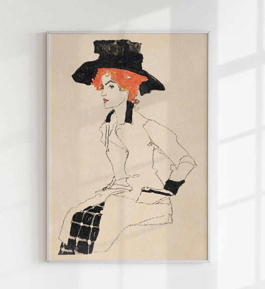 Retrato de una mujer con sombrero de Egon Schiele