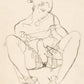 Mujer sentada en camisón de Egon Schiele