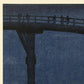 Boat under the bridge at night Poster