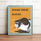 Wash Your Hands Raccoon Hygiene Poster Digital Download Art for Bathroom Printable Instant Download