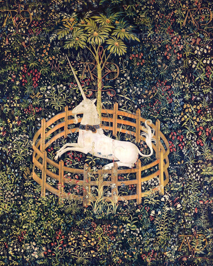 Medieval Unicorn Tapestry Digital Art Printable Instant Download Enchanting Wall Decor for girls room or nursery. renn faire art