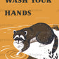 Wash Your Hands Raccoon Hygiene Poster Digital Download Art for Bathroom Printable Instant Download