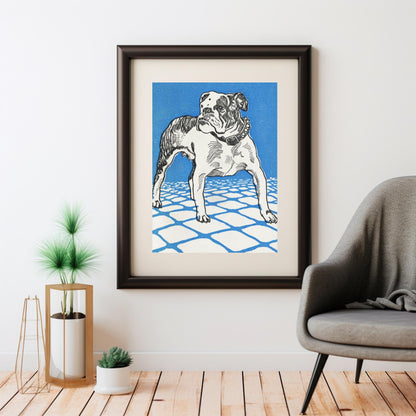 Bulldog azul de Moritz Jung - Descarga digital instantánea - Ilustración imprimible de bulldog en azul