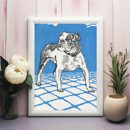 Bulldog azul de Moritz Jung - Descarga digital instantánea - Ilustración imprimible de bulldog en azul