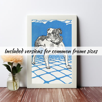 Bulldog azul de Moritz Jung - Descarga digital instantánea - Ilustración imprimible de bulldog en azul