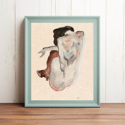 Desnudo agachado con zapatos y medias negras de Egon Schiele - Arte mural de descarga digital - Descarga instantánea imprimible